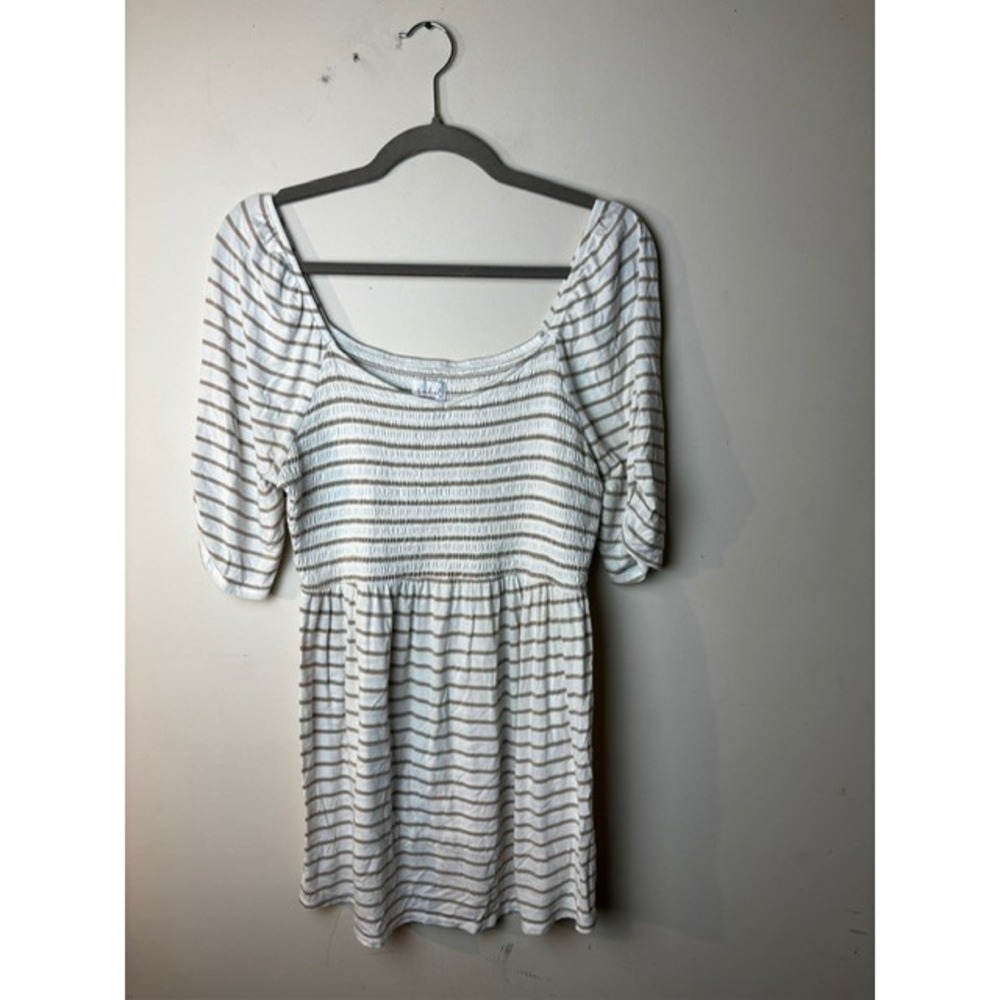 Womens L Isabel By Ingrid & Isabel Maternity Top White Striped Elbow Sleeve